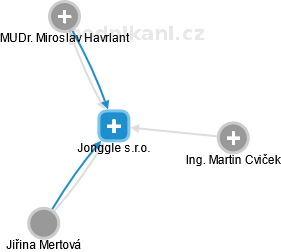 Jonggle s.r.o. - náhled vizuálního zobrazení vztahů obchodního rejstříku