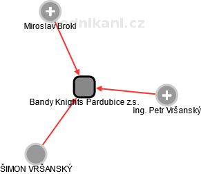 Bandy Knights Pardubice z.s. - náhled vizuálního zobrazení vztahů obchodního rejstříku