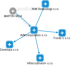 AVM corporation s.r.o. - náhled vizuálního zobrazení vztahů obchodního rejstříku
