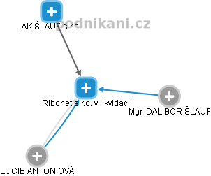 Ribonet s.r.o. v likvidaci - náhled vizuálního zobrazení vztahů obchodního rejstříku