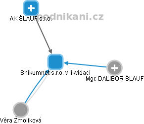 Shikumnet s.r.o. v likvidaci - náhled vizuálního zobrazení vztahů obchodního rejstříku