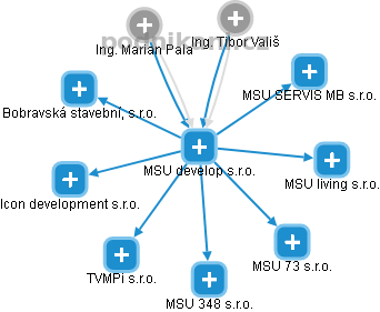 MSU develop s.r.o. - náhled vizuálního zobrazení vztahů obchodního rejstříku