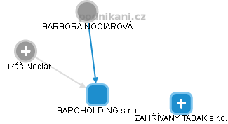 BAROHOLDING s.r.o. - náhled vizuálního zobrazení vztahů obchodního rejstříku