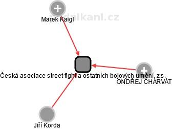 Česká asociace street fight a ostatních bojových umění, z.s. - náhled vizuálního zobrazení vztahů obchodního rejstříku