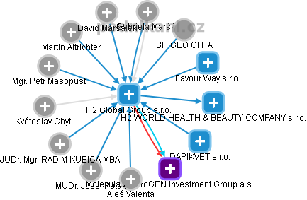 H2 Global Group s.r.o. - náhled vizuálního zobrazení vztahů obchodního rejstříku