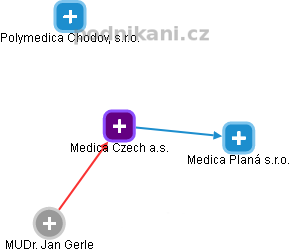 Medica Czech a.s. - náhled vizuálního zobrazení vztahů obchodního rejstříku