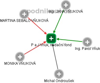 P a J Vnuk, nadační fond - náhled vizuálního zobrazení vztahů obchodního rejstříku