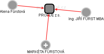 PROFUE z.s. - náhled vizuálního zobrazení vztahů obchodního rejstříku