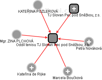 Oddíl tenisu TJ Slovan Pec pod Sněžkou, z.s. - náhled vizuálního zobrazení vztahů obchodního rejstříku