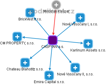 CASPYAN a.s. - náhled vizuálního zobrazení vztahů obchodního rejstříku