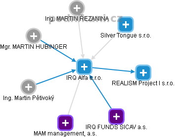 IRQ Alfa s.r.o. - náhled vizuálního zobrazení vztahů obchodního rejstříku