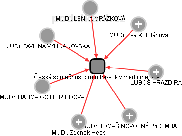 Česká společnost pro ultrazvuk v medicíně, z. s. - náhled vizuálního zobrazení vztahů obchodního rejstříku