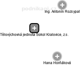 Tělovýchovná jednota Sokol Kralovice, z.s. - náhled vizuálního zobrazení vztahů obchodního rejstříku