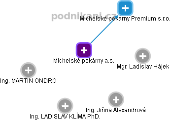 Michelské pekárny a.s. - náhled vizuálního zobrazení vztahů obchodního rejstříku