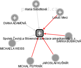 Spolek Česká a Slovenská asociace amerikanistů, z. s. - náhled vizuálního zobrazení vztahů obchodního rejstříku