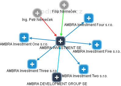 AMBRA INVESTMENT SE - náhled vizuálního zobrazení vztahů obchodního rejstříku