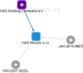 H&S Woods s.r.o. - náhled vizuálního zobrazení vztahů obchodního rejstříku