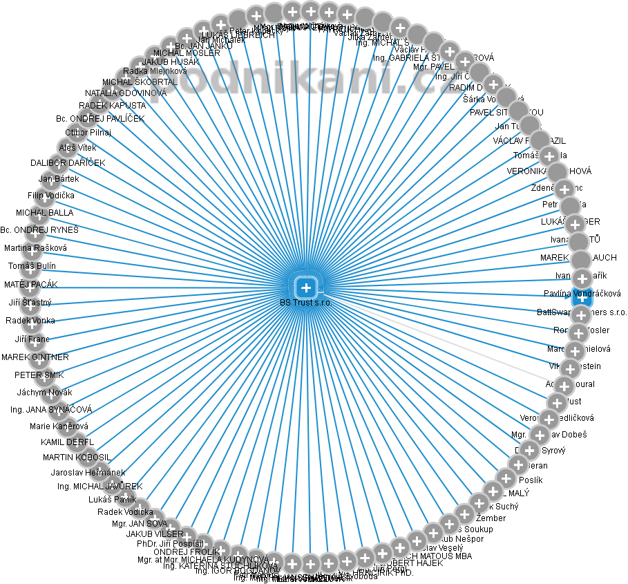 BS Trust s.r.o. - náhled vizuálního zobrazení vztahů obchodního rejstříku