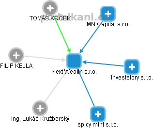 Next Wealth s.r.o. - náhled vizuálního zobrazení vztahů obchodního rejstříku