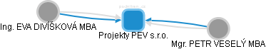 Projekty PEV s.r.o. - náhled vizuálního zobrazení vztahů obchodního rejstříku