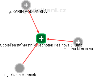 Společenství vlastníků jednotek Pešinova 6, Brno - náhled vizuálního zobrazení vztahů obchodního rejstříku