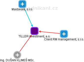 TILLER investment, a.s. - náhled vizuálního zobrazení vztahů obchodního rejstříku
