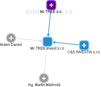 Mc TREE Invest s.r.o. - náhled vizuálního zobrazení vztahů obchodního rejstříku