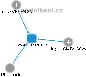 Slovak Welfare s.r.o. - náhled vizuálního zobrazení vztahů obchodního rejstříku