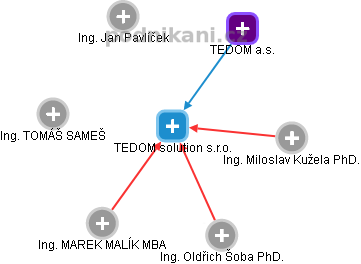 TEDOM solution s.r.o. - náhled vizuálního zobrazení vztahů obchodního rejstříku