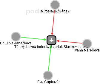 Tělovýchovná jednota Spartak Slavíkovice, z.s. - náhled vizuálního zobrazení vztahů obchodního rejstříku