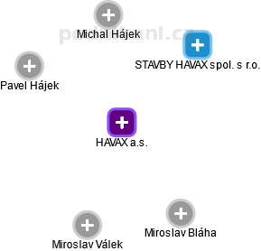 HAVAX a.s. - náhled vizuálního zobrazení vztahů obchodního rejstříku