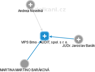 VIPS Brno - AUDIT, spol. s r. o. - náhled vizuálního zobrazení vztahů obchodního rejstříku