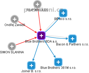 Blue Brothers BDA a.s. - náhled vizuálního zobrazení vztahů obchodního rejstříku