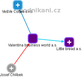 Valentina business world a.s. - náhled vizuálního zobrazení vztahů obchodního rejstříku