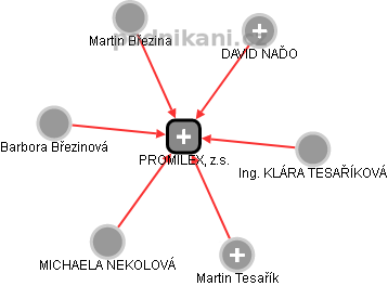 PROMILEX, z.s. - náhled vizuálního zobrazení vztahů obchodního rejstříku