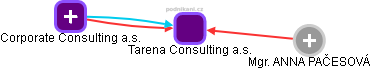 Tarena Consulting a.s. - náhled vizuálního zobrazení vztahů obchodního rejstříku