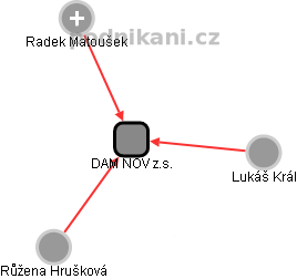 DAM NOV z.s. - náhled vizuálního zobrazení vztahů obchodního rejstříku