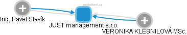 JUST management s.r.o. - náhled vizuálního zobrazení vztahů obchodního rejstříku