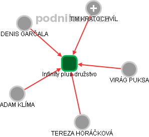 Infinity plus družstvo - náhled vizuálního zobrazení vztahů obchodního rejstříku