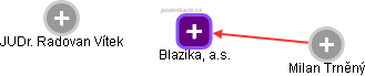 Blazika, a.s. - náhled vizuálního zobrazení vztahů obchodního rejstříku