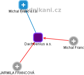 DachGenius a.s. - náhled vizuálního zobrazení vztahů obchodního rejstříku