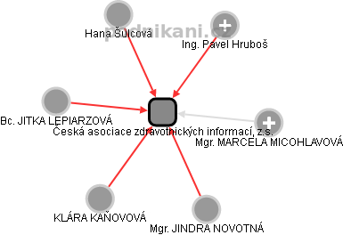 Česká asociace zdravotnických informací, z.s. - náhled vizuálního zobrazení vztahů obchodního rejstříku
