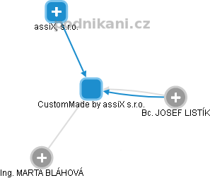 CustomMade by assiX s.r.o. - náhled vizuálního zobrazení vztahů obchodního rejstříku