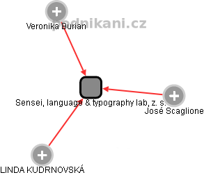 Sensei, language & typography lab, z. s. - náhled vizuálního zobrazení vztahů obchodního rejstříku