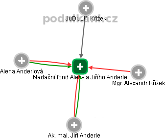 Nadační fond Aleny a Jiřího Anderle - náhled vizuálního zobrazení vztahů obchodního rejstříku