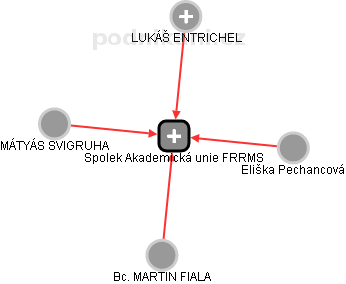 Spolek Akademická unie FRRMS - náhled vizuálního zobrazení vztahů obchodního rejstříku