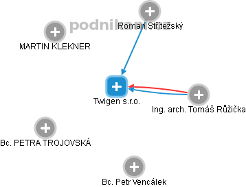 Twigen s.r.o. - náhled vizuálního zobrazení vztahů obchodního rejstříku