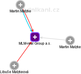 MLM-real Group a.s. - náhled vizuálního zobrazení vztahů obchodního rejstříku