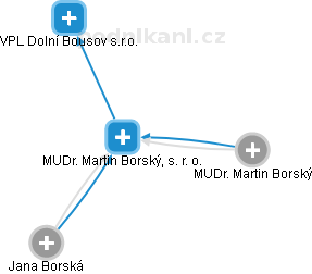 MUDr. Martin Borský, s. r. o. - náhled vizuálního zobrazení vztahů obchodního rejstříku