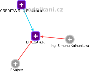 DIFESA a.s. - náhled vizuálního zobrazení vztahů obchodního rejstříku